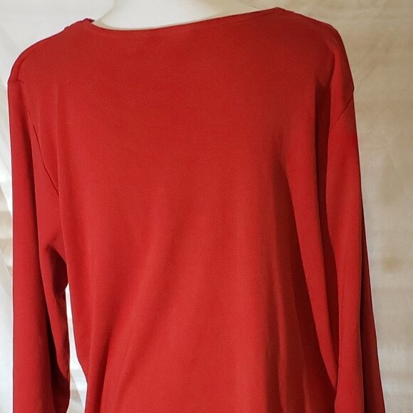 EUC - Rafaella Red Sweater 3/4 sleeve 100% Cotton - Picture 4 of 7
